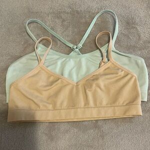 MAIDENFORM Girl’s 2 Piece Bralette Tan & Mint Green Size Large